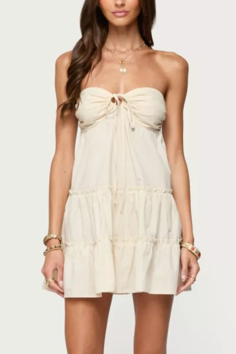 Edikted Safie Strapless Tiered Mini Dress