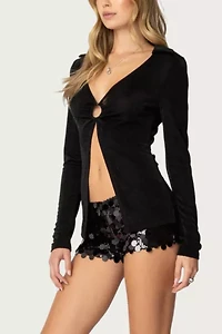 Edikted Sephira Sequin Micro Shorts