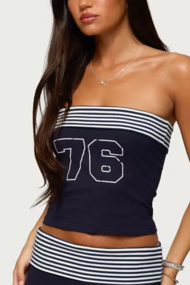 Edikted 76 Stripey Fold Over Tube Top