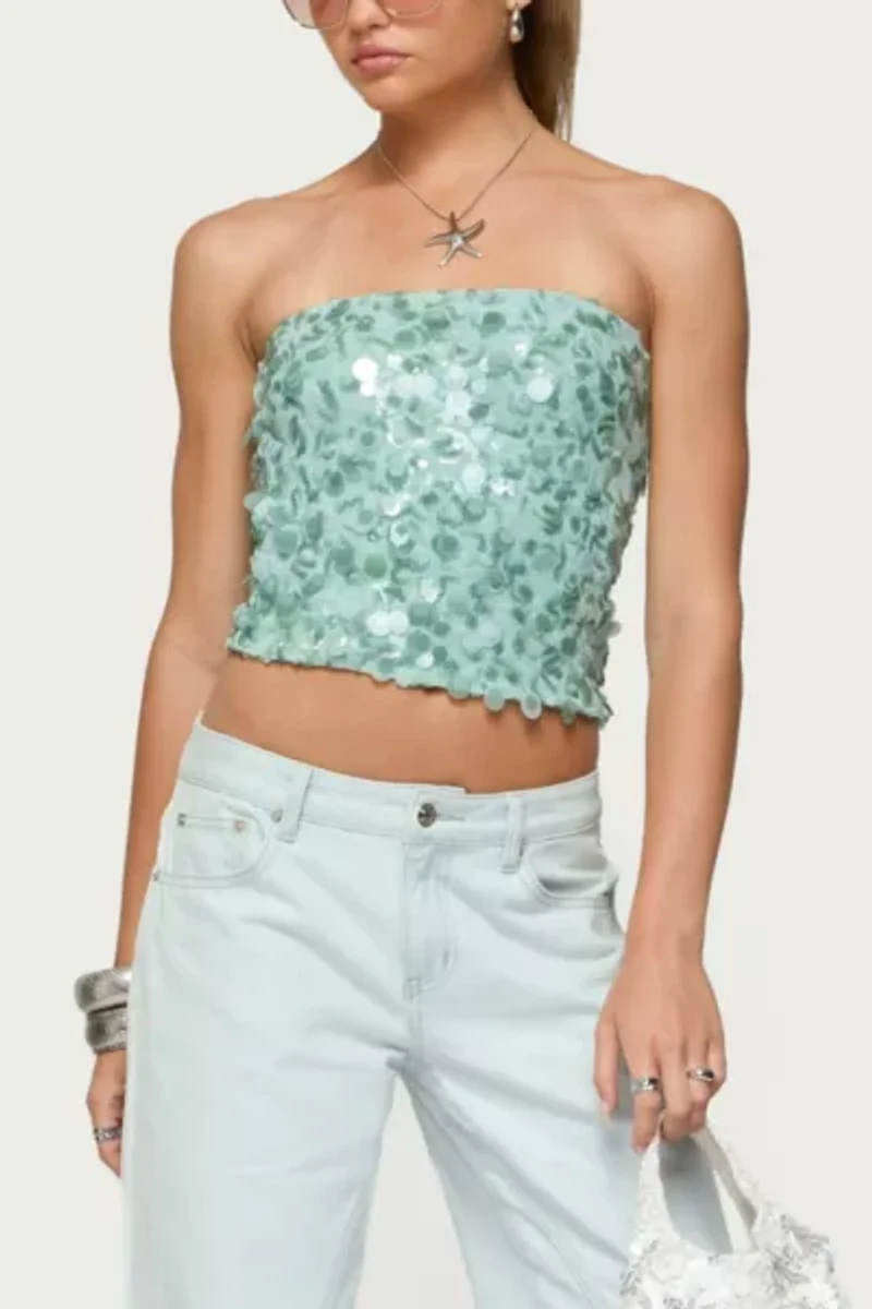 Edikted Brynn Sequin Strapless Top