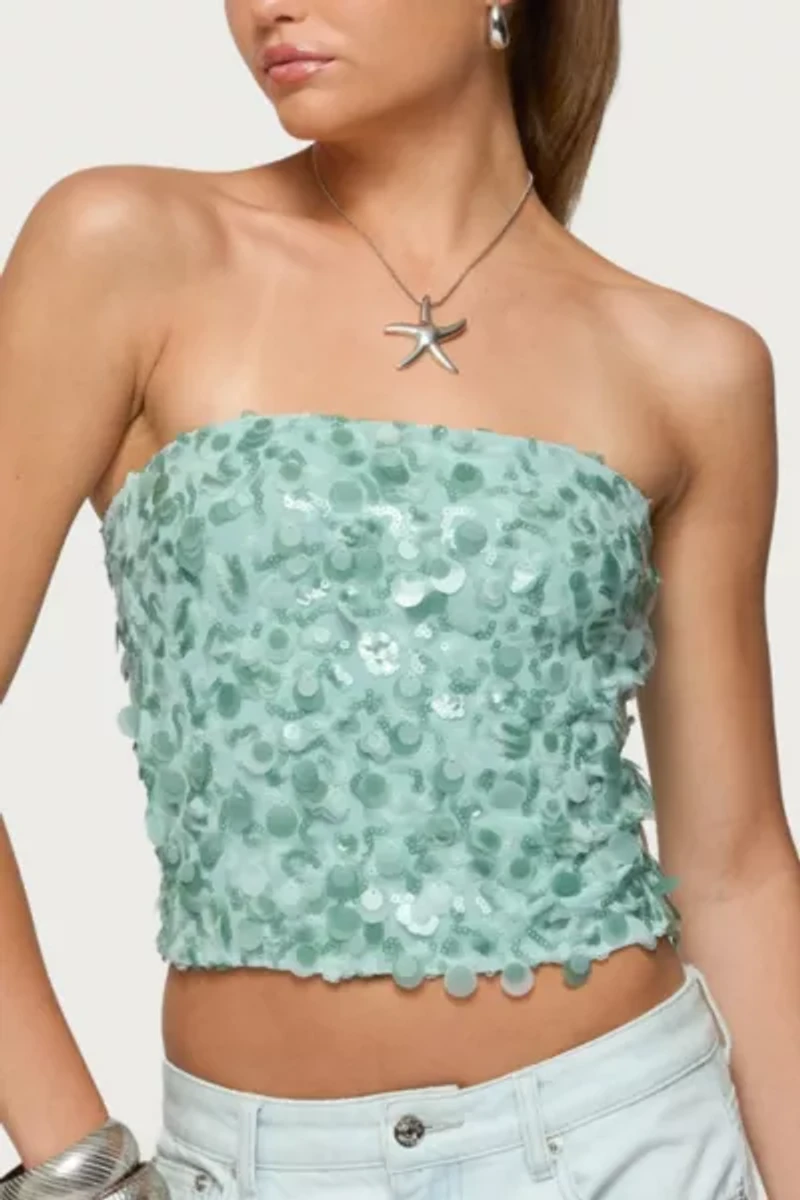 Edikted Brynn Sequin Strapless Top