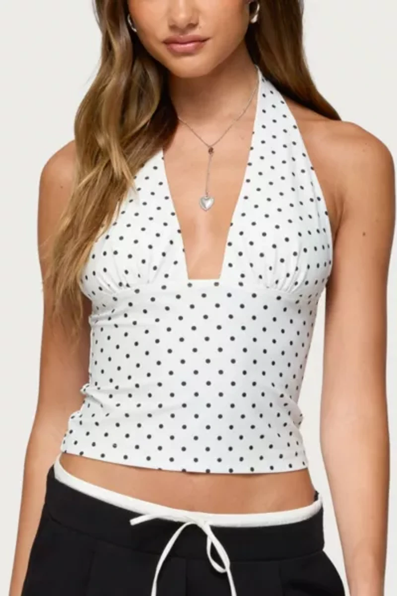 Edikted Blaire Polka Dot Halter Top