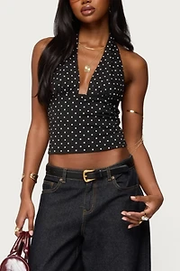 Edikted Blaire Polka Dot Halter Top
