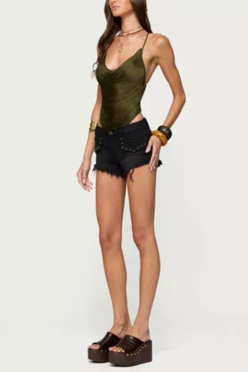 Edikted Elenie Fringed Cowl Neck Top