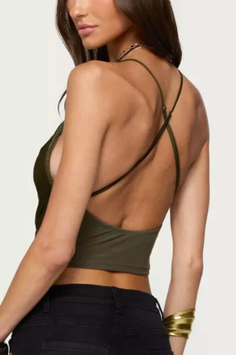 Edikted Elenie Fringed Cowl Neck Top