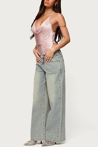 Edikted Elenie Fringed Cowl Neck Top