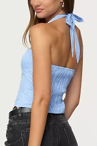 Edikted Caitie Striped Buckle Halter Top
