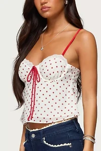 Edikted Contrast Polka Dot Chiffon Top