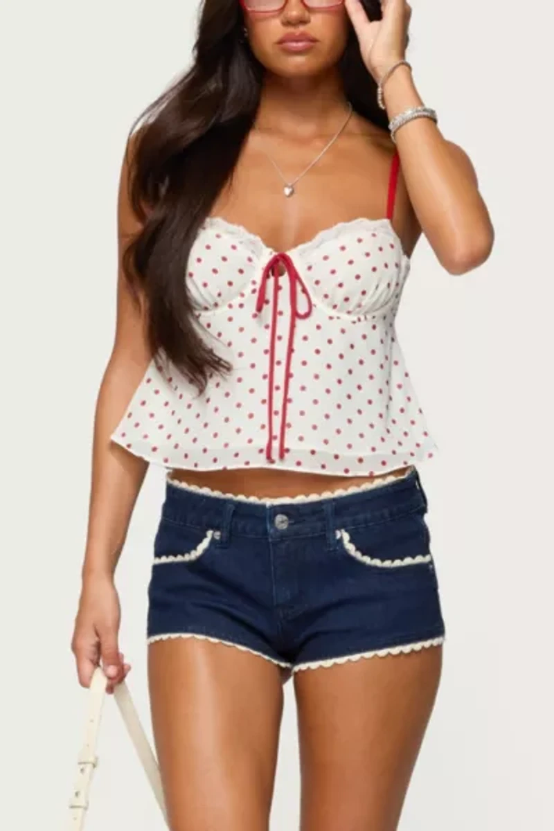 Edikted Contrast Polka Dot Chiffon Top