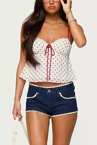 Edikted Contrast Polka Dot Chiffon Top