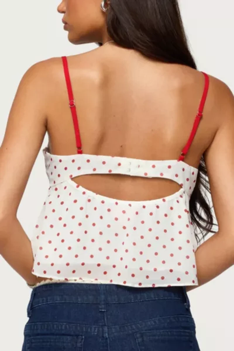 Edikted Contrast Polka Dot Chiffon Top