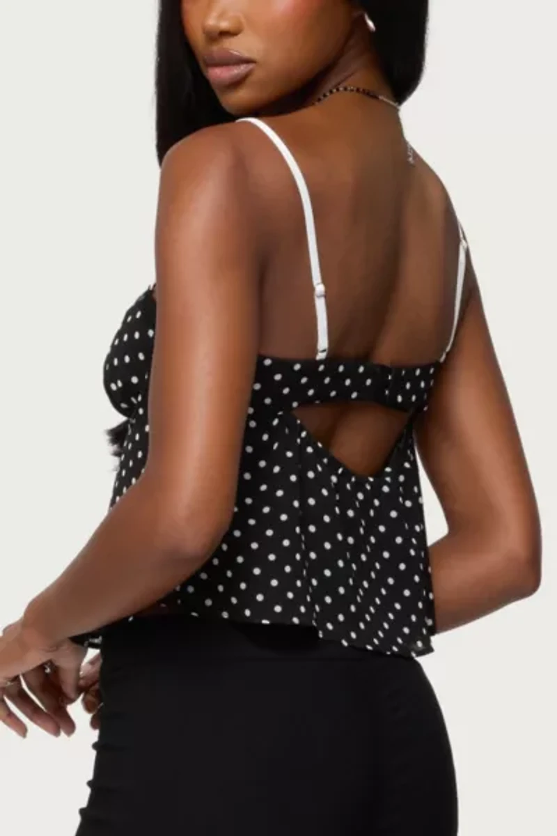 Edikted Contrast Polka Dot Chiffon Top
