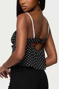 Edikted Contrast Polka Dot Chiffon Top