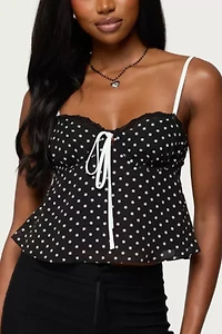 Edikted Contrast Polka Dot Chiffon Top