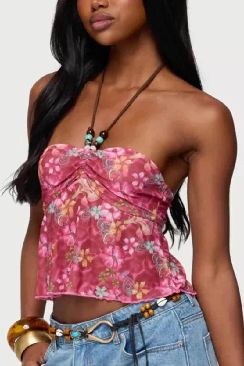 Edikted Solana Floral Cut Out Halter Top