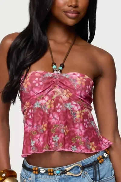 Edikted Solana Floral Cut Out Halter Top
