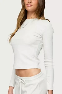 Edikted Cicilia Long Sleeve Ribbed T Shirt
