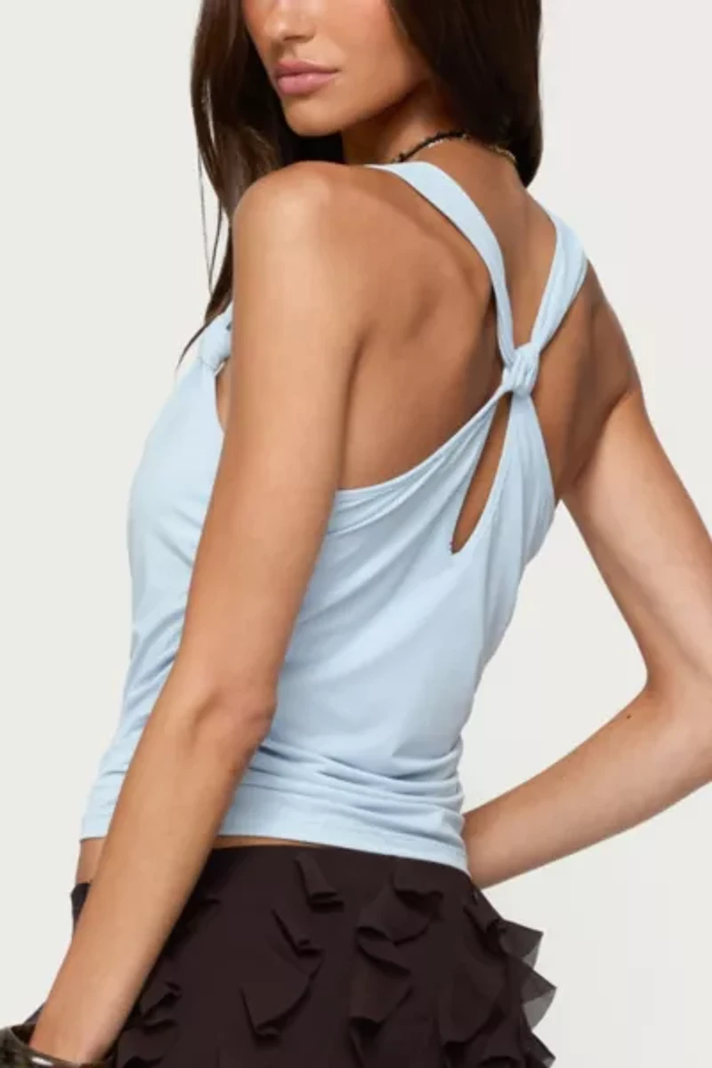 Edikted Liza Knotted Cowl Neck Top