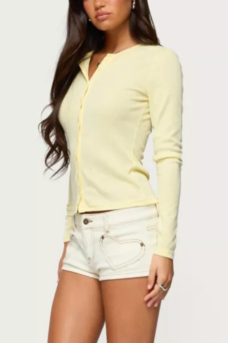 Edikted Maeva Button Up Pointelle Top