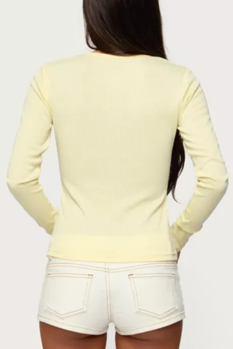 Edikted Maeva Button Up Pointelle Top
