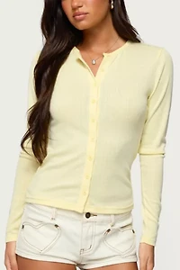 Edikted Maeva Button Up Pointelle Top