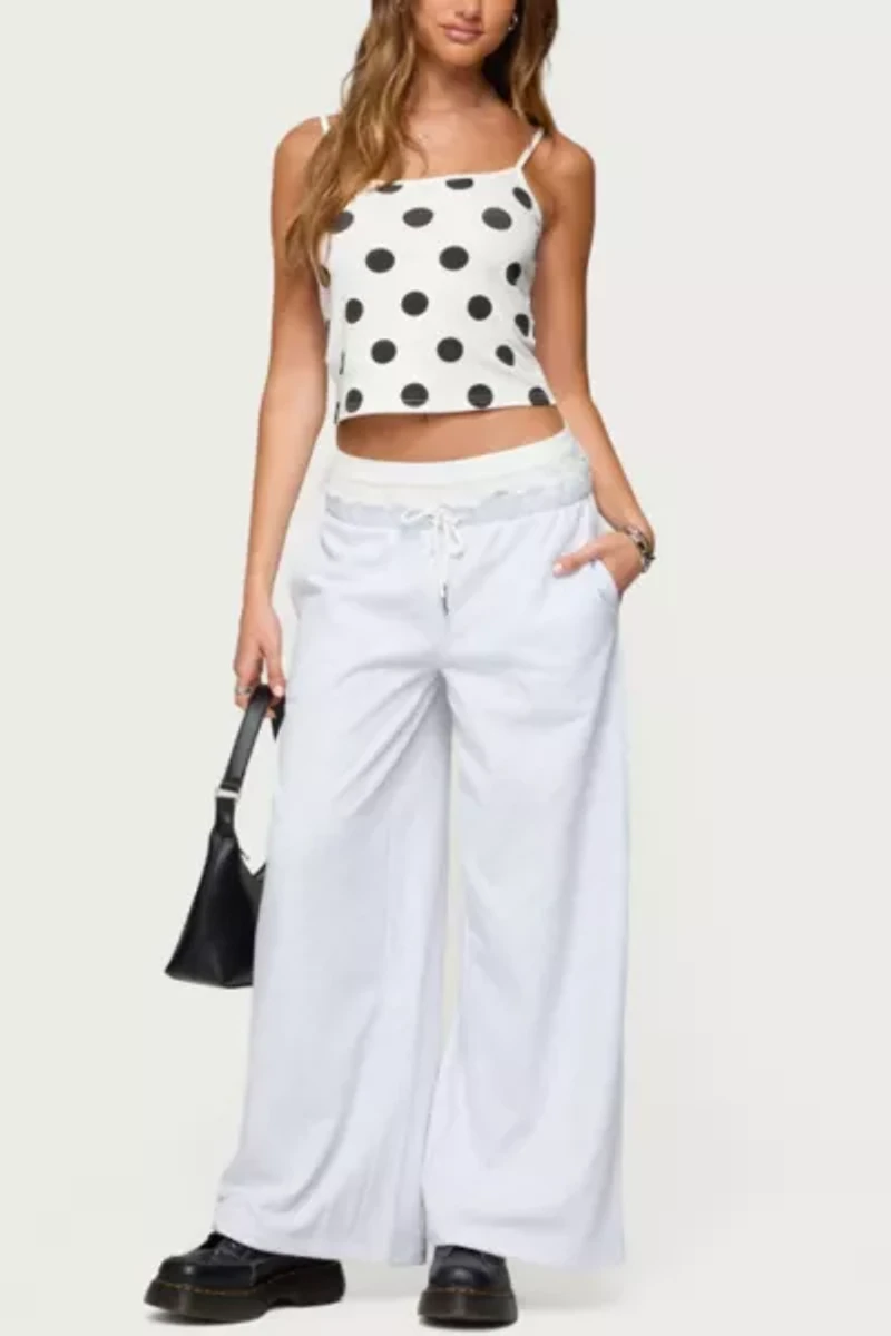Edikted Tamia Peekaboo Ruffle Lace Sweatpants