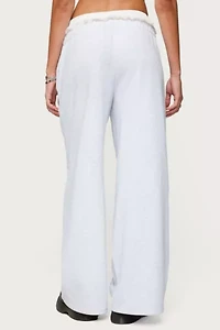 Edikted Tamia Peekaboo Ruffle Lace Sweatpants