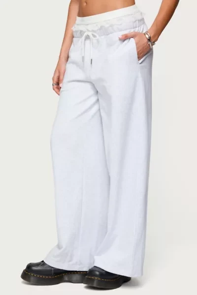 Edikted Tamia Peekaboo Ruffle Lace Sweatpants