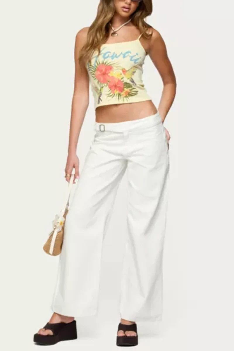 Edikted Buckle Low Rise Straight Leg Pants