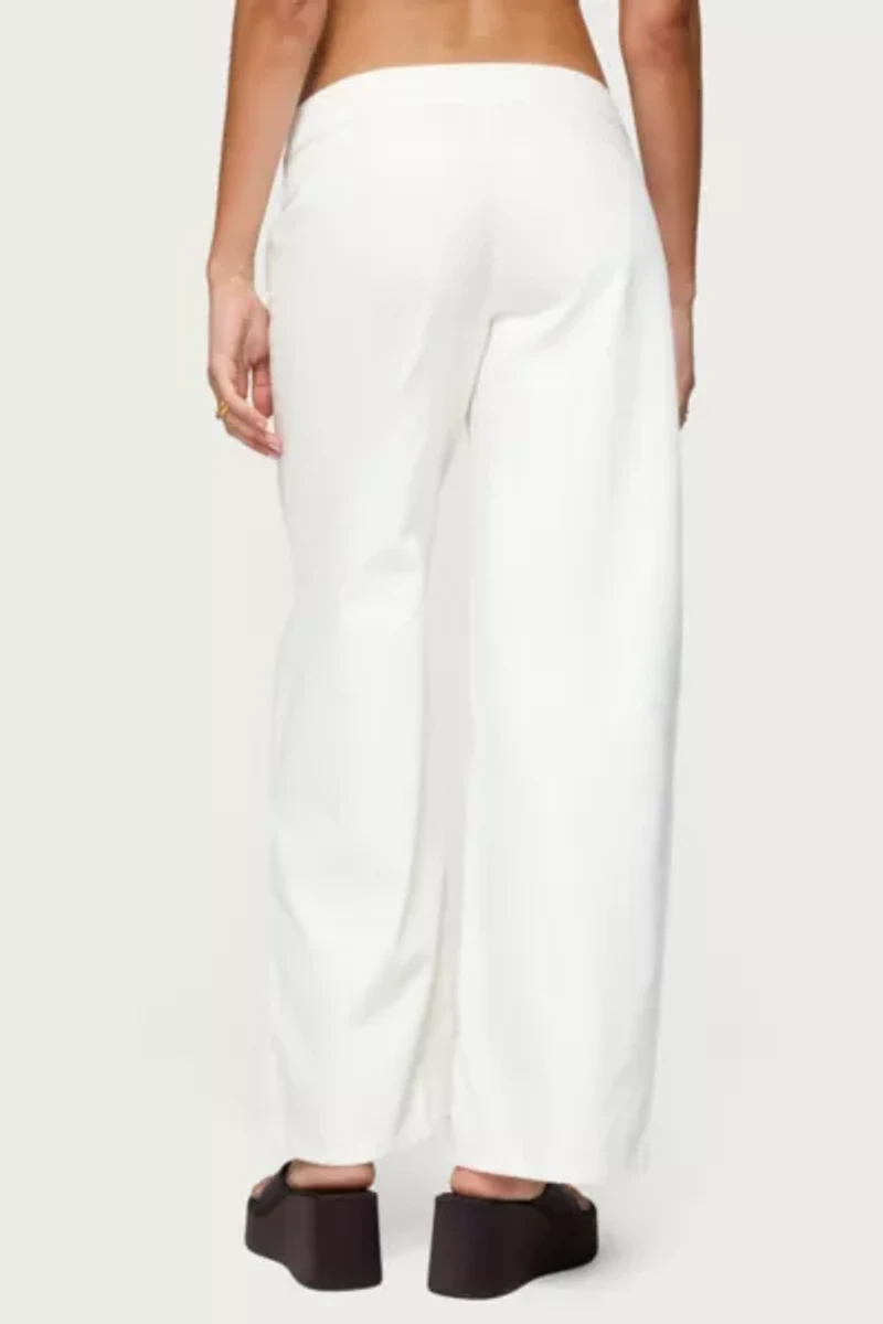 Edikted Buckle Low Rise Straight Leg Pants