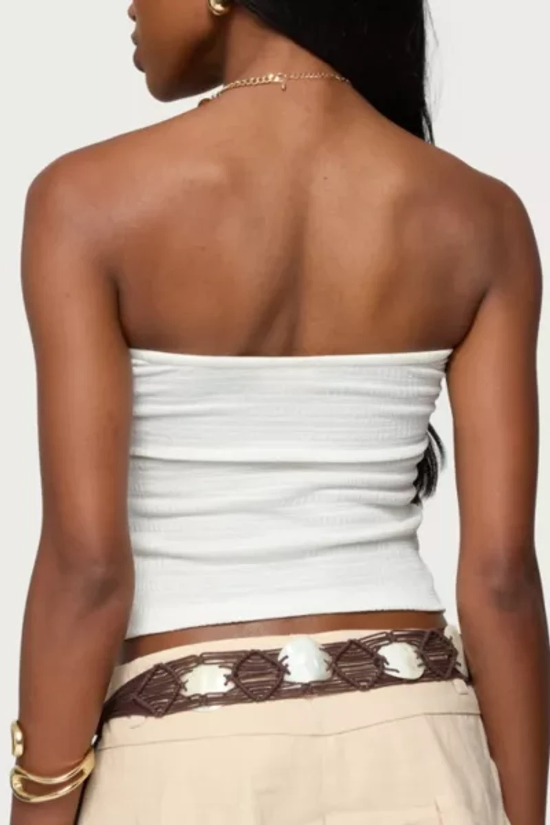 Edikted Layered Textured Knit Strapless Top