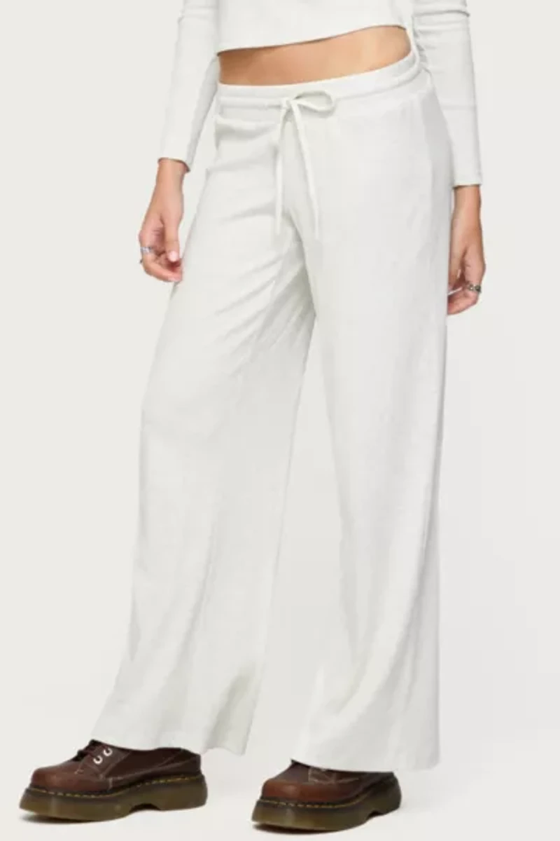 Edikted Cicilia Straight Leg Ribbed Pants