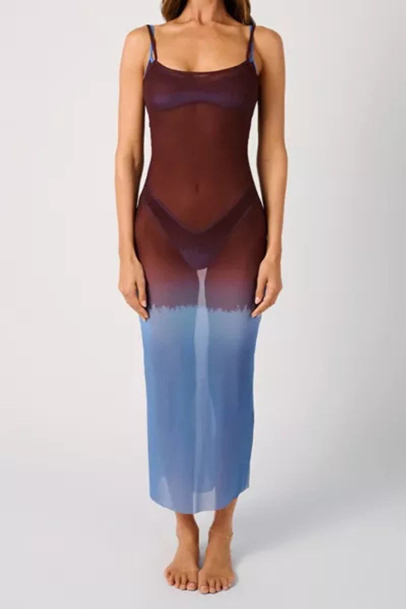 WeWoreWhat Mesh Scoop Maxi Slip Dress