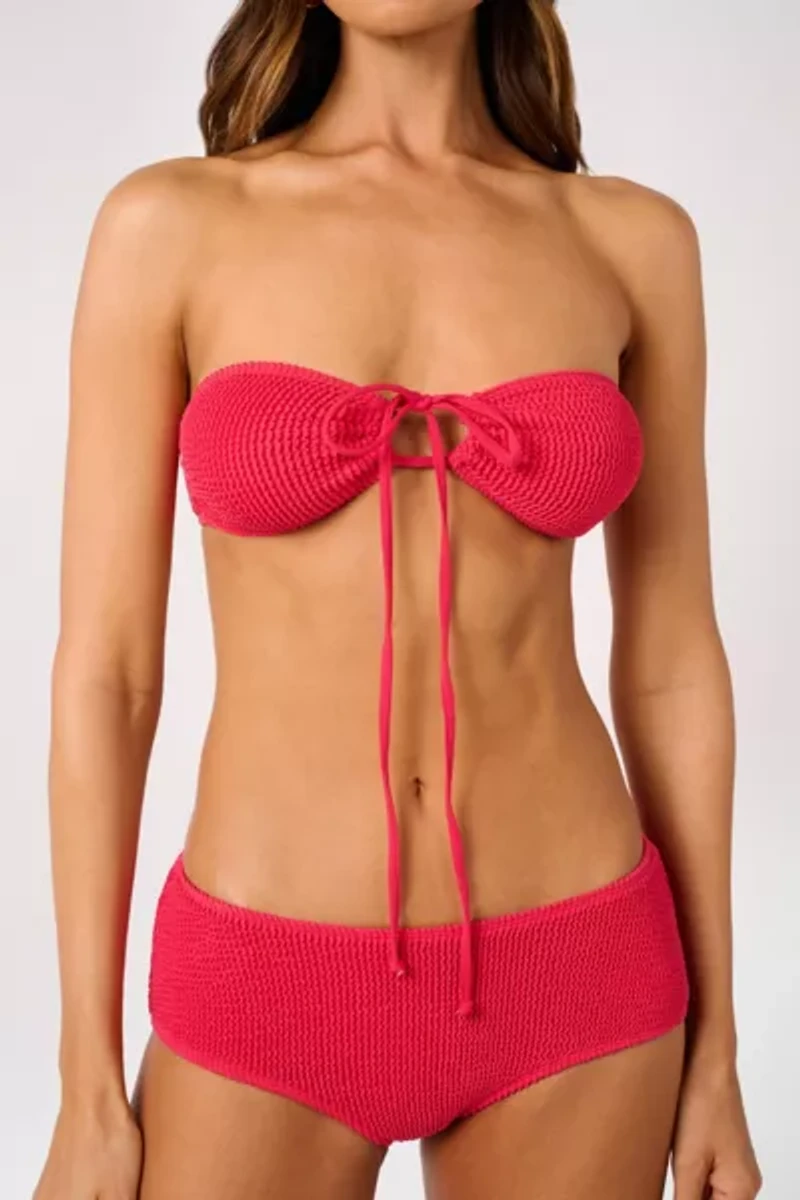 WeWoreWhat Cross Ribbed Bandeau Bikini Top