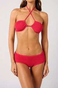 WeWoreWhat Cross Ribbed Bandeau Bikini Top