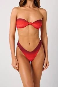 WeWoreWhat Ruched Tie Bandeau Bikini Top