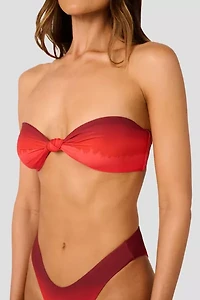 WeWoreWhat Ruched Tie Bandeau Bikini Top