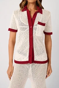 WeWoreWhat Oversized Crochet Button-Up Shirt