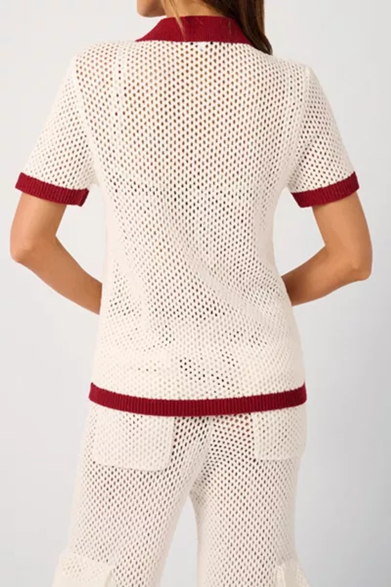 WeWoreWhat Oversized Crochet Button-Up Shirt