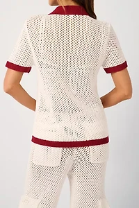 WeWoreWhat Oversized Crochet Button-Up Shirt