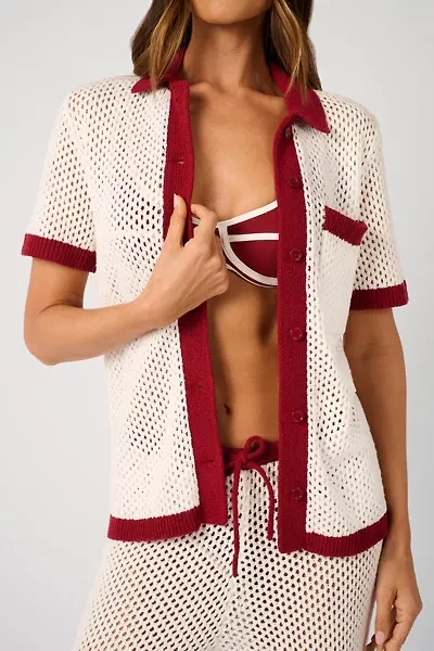 WeWoreWhat Oversized Crochet Button-Up Shirt