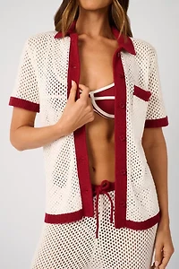 WeWoreWhat Oversized Crochet Button-Up Shirt