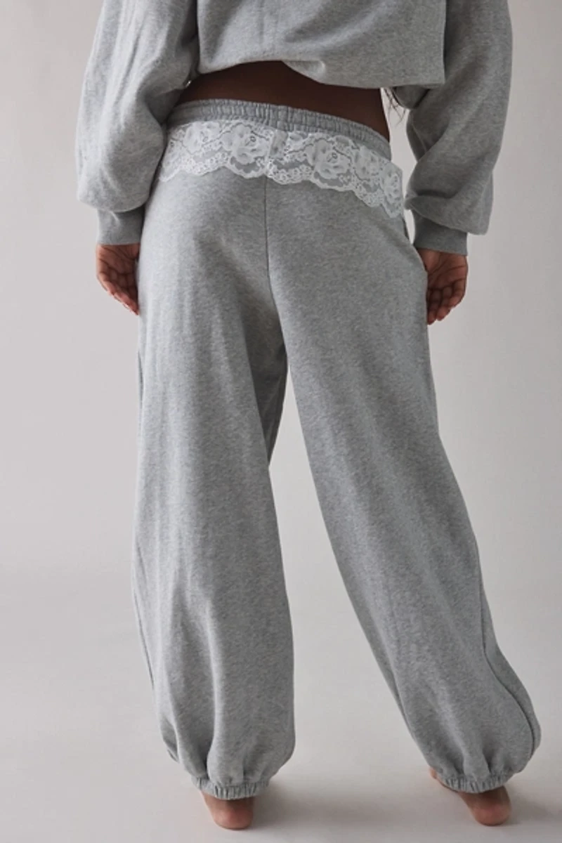 Out From Under Love Is Bliss Lace Trim Jogger Sweatpant