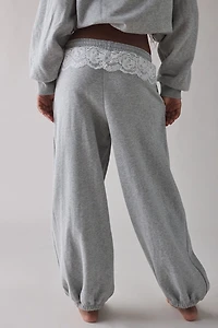 Out From Under Love Is Bliss Lace Trim Jogger Sweatpant