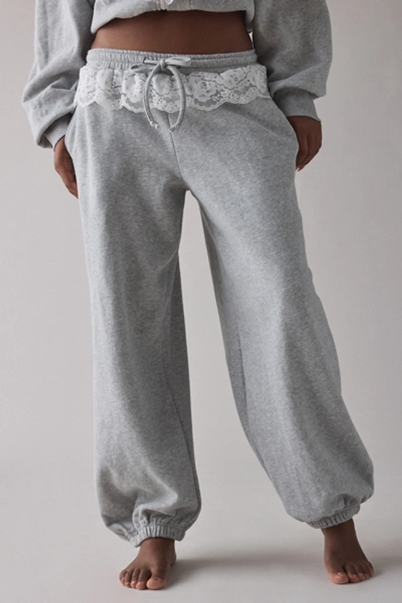 Out From Under Love Is Bliss Lace Trim Jogger Sweatpant
