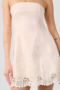 WeWoreWhat Strapless Eyelet Mini Dress