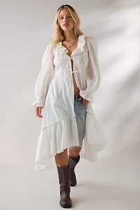 Kimchi Blue Lila Eyelet Lace Trim Tie-Front Maxi Top