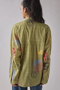 BDG Alex Embroidered Graphic Oversized Cotton Button-Down Shirt