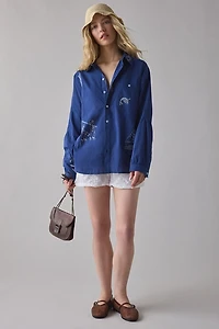 BDG Alex Embroidered Graphic Oversized Cotton Button-Down Shirt
