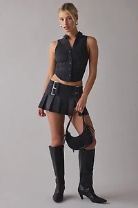 BDG Rae Snap-Front Cropped Denim Vest Top